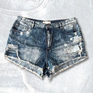 Garage Blue Distressed Jean Shorts